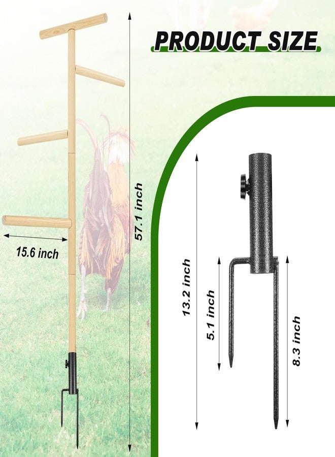 DoubleFill قطعتان من مجثم الدجاج الكبير جدًا للعب في قن الدجاج، حامل مجثم خشبي بطول 57 بوصة مع قضيب متين، ألعاب إثراء للدجاج في قن الدجاج، سهل التركيب، يأتي مع فيديو تعليمي للتركيب - Image 2